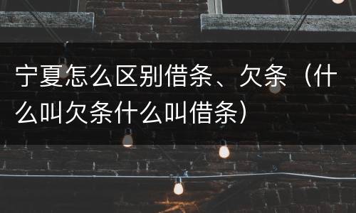 宁夏怎么区别借条、欠条（什么叫欠条什么叫借条）
