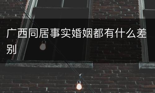 广西同居事实婚姻都有什么差别