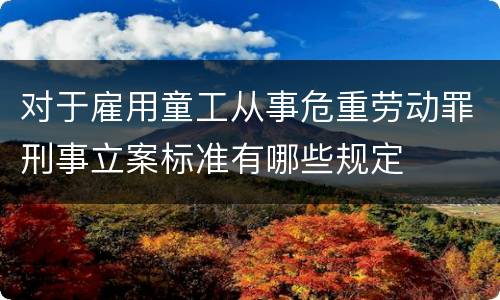 对于雇用童工从事危重劳动罪刑事立案标准有哪些规定