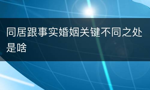 同居跟事实婚姻关键不同之处是啥
