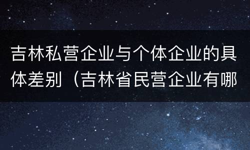 吉林私营企业与个体企业的具体差别（吉林省民营企业有哪些）