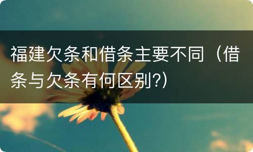 福建欠条和借条主要不同（借条与欠条有何区别?）