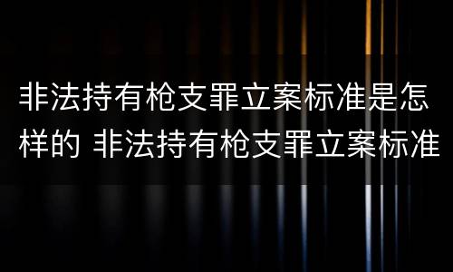 非法持有枪支罪立案标准是怎样的 非法持有枪支罪立案标准是怎样的处罚