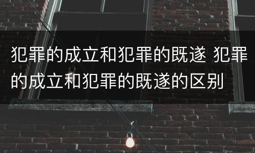 犯罪的成立和犯罪的既遂 犯罪的成立和犯罪的既遂的区别