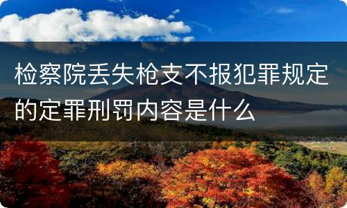 检察院丢失枪支不报犯罪规定的定罪刑罚内容是什么