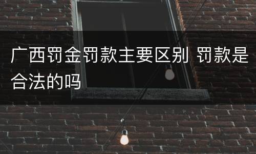 广西罚金罚款主要区别 罚款是合法的吗
