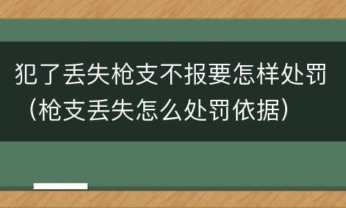 犯了丢失枪支不报要怎样处罚（枪支丢失怎么处罚依据）
