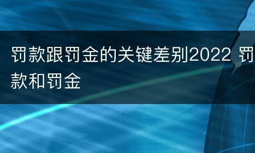 罚款跟罚金的关键差别2022 罚款和罚金