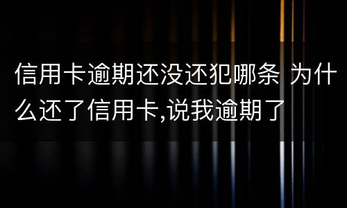 信用卡逾期还没还犯哪条 为什么还了信用卡,说我逾期了