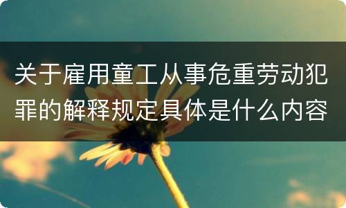 关于雇用童工从事危重劳动犯罪的解释规定具体是什么内容
