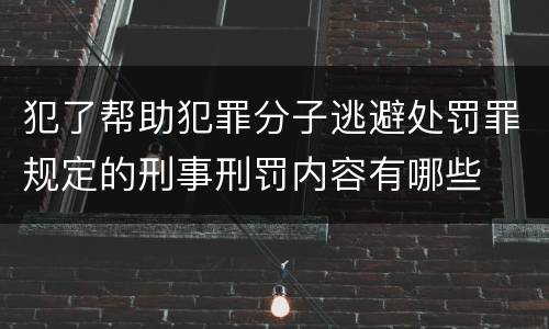 犯了帮助犯罪分子逃避处罚罪规定的刑事刑罚内容有哪些