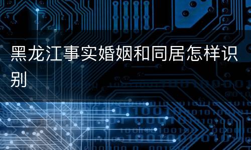 黑龙江事实婚姻和同居怎样识别