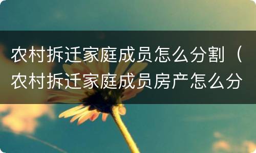 农村拆迁家庭成员怎么分割（农村拆迁家庭成员房产怎么分）