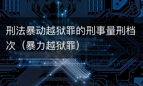 刑法暴动越狱罪的刑事量刑档次（暴力越狱罪）