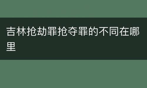 吉林抢劫罪抢夺罪的不同在哪里