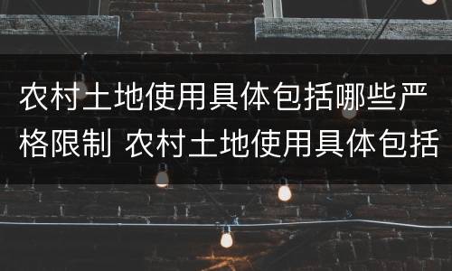 农村土地使用具体包括哪些严格限制 农村土地使用具体包括哪些严格限制的
