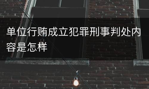 单位行贿成立犯罪刑事判处内容是怎样