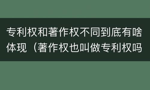 专利权和著作权不同到底有啥体现（著作权也叫做专利权吗）