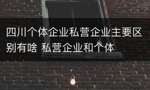 四川个体企业私营企业主要区别有啥 私营企业和个体