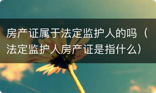 房产证属于法定监护人的吗（法定监护人房产证是指什么）