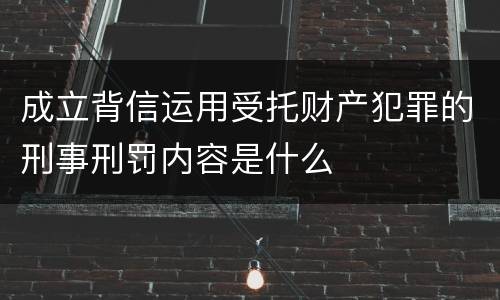 成立背信运用受托财产犯罪的刑事刑罚内容是什么