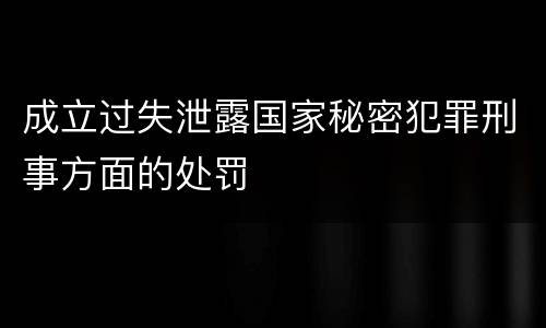 成立过失泄露国家秘密犯罪刑事方面的处罚