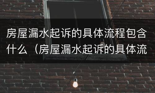 房屋漏水起诉的具体流程包含什么（房屋漏水起诉的具体流程包含什么项目）