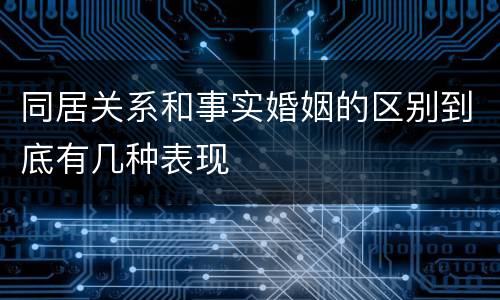 同居关系和事实婚姻的区别到底有几种表现