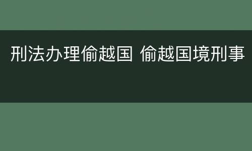 刑法办理偷越国 偷越国境刑事