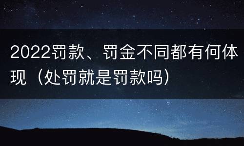 2022罚款、罚金不同都有何体现（处罚就是罚款吗）