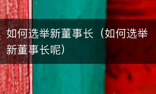 如何选举新董事长（如何选举新董事长呢）