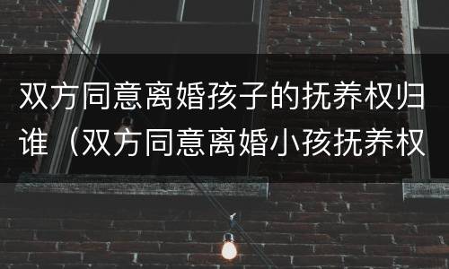 双方同意离婚孩子的抚养权归谁（双方同意离婚小孩抚养权归谁）