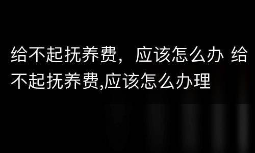 给不起抚养费，应该怎么办 给不起抚养费,应该怎么办理