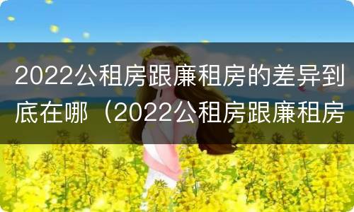 2022公租房跟廉租房的差异到底在哪（2022公租房跟廉租房的差异到底在哪里）