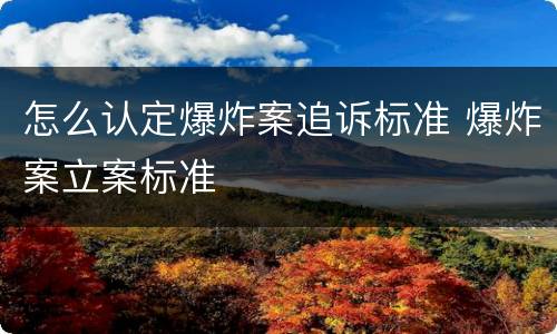 怎么认定爆炸案追诉标准 爆炸案立案标准
