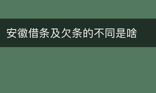 安徽借条及欠条的不同是啥
