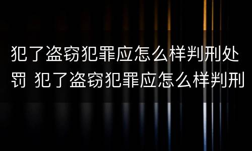 犯了盗窃犯罪应怎么样判刑处罚 犯了盗窃犯罪应怎么样判刑处罚决定书