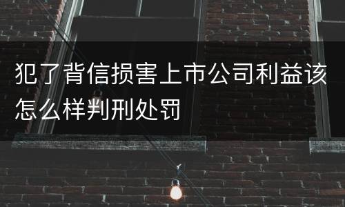 犯了背信损害上市公司利益该怎么样判刑处罚
