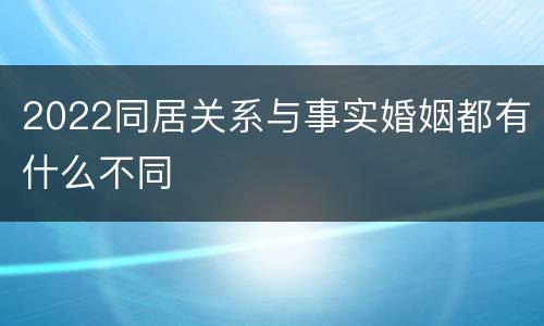 2022同居关系与事实婚姻都有什么不同