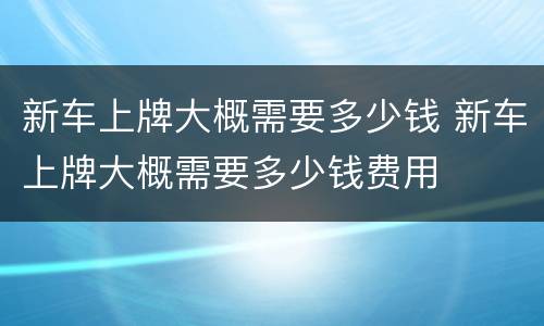 新车上牌大概需要多少钱 新车上牌大概需要多少钱费用