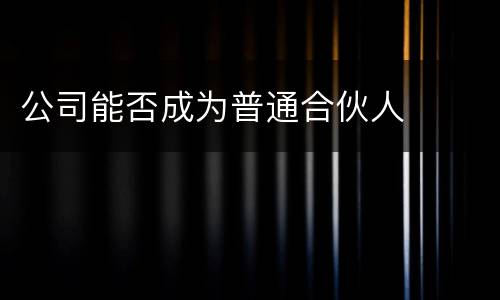 公司能否成为普通合伙人
