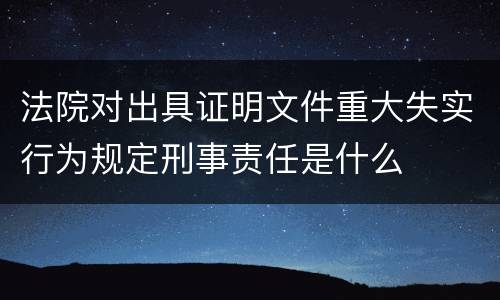 法院对出具证明文件重大失实行为规定刑事责任是什么