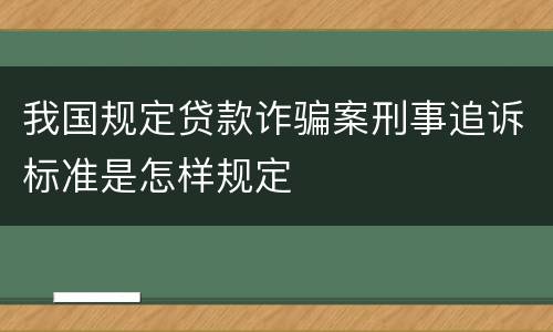 我国规定贷款诈骗案刑事追诉标准是怎样规定