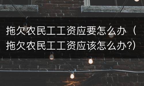 拖欠农民工工资应要怎么办（拖欠农民工工资应该怎么办?）