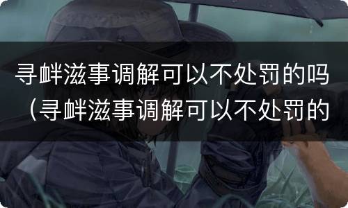 寻衅滋事调解可以不处罚的吗（寻衅滋事调解可以不处罚的吗法院）