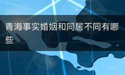 青海事实婚姻和同居不同有哪些