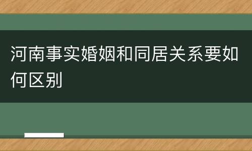 河南事实婚姻和同居关系要如何区别