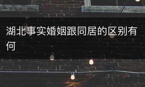 湖北事实婚姻跟同居的区别有何