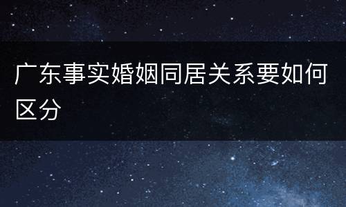 广东事实婚姻同居关系要如何区分