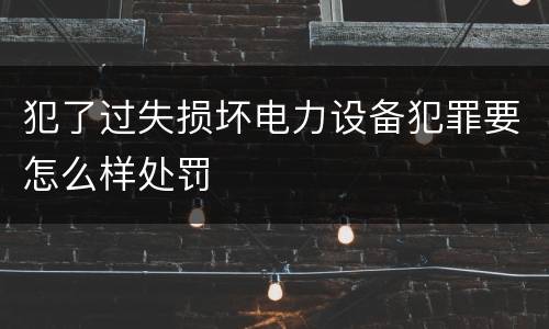 犯了过失损坏电力设备犯罪要怎么样处罚